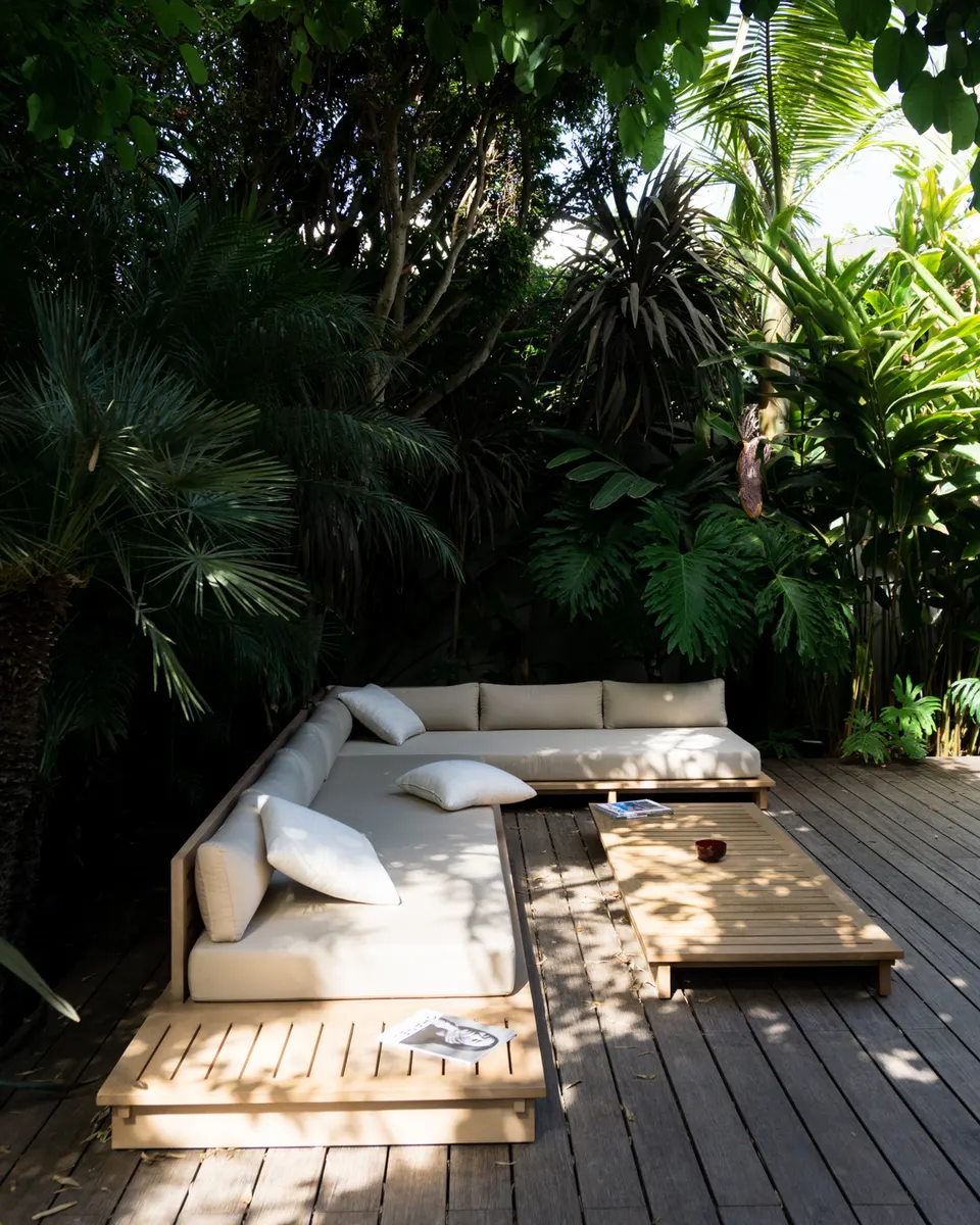 Outdoor furnite couch details from the side