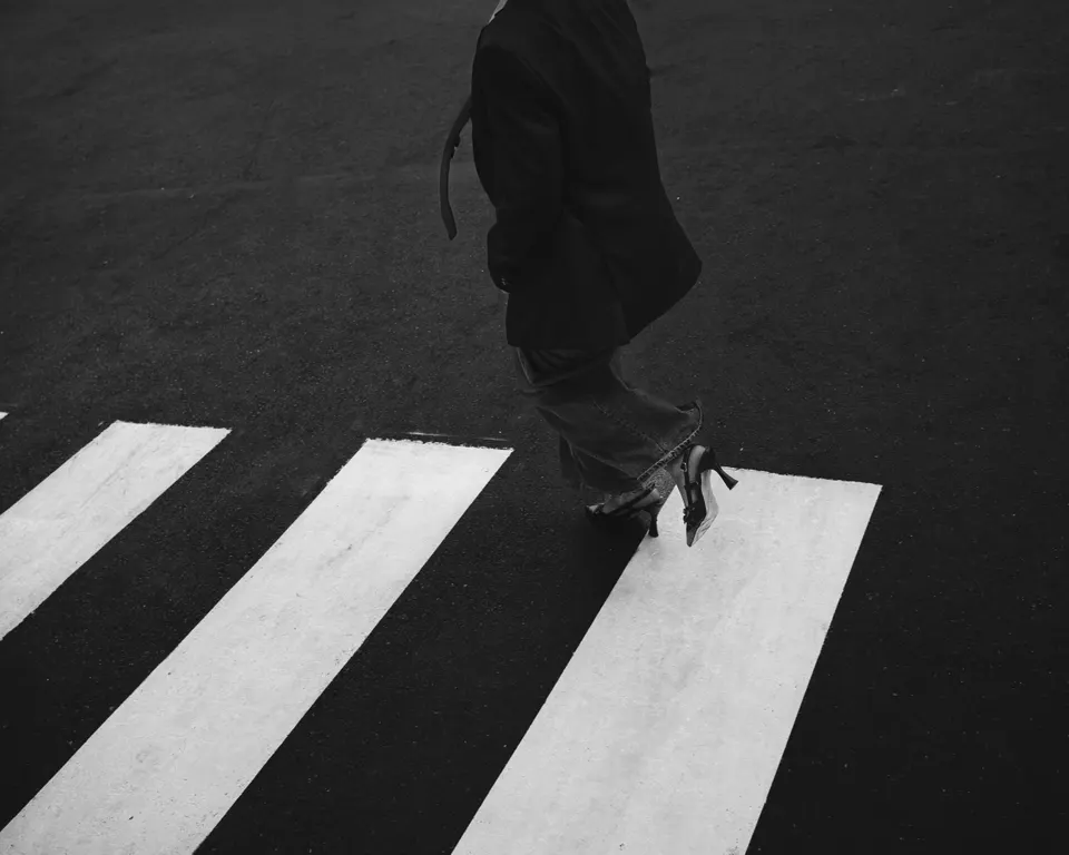 bnw photography crosswalk shoes